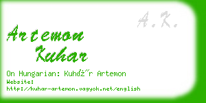 artemon kuhar business card